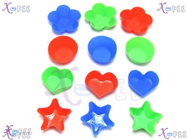 dgmj00001 NEW 12 PCS High-quality Kitchen DIY FOOD Silicone Bakeware Cupcake Baking Molds 10