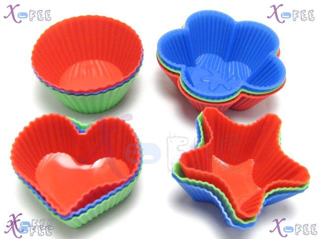 dgmj00001 NEW 12 PCS High-quality Kitchen DIY FOOD Silicone Bakeware Cupcake Baking Molds 6