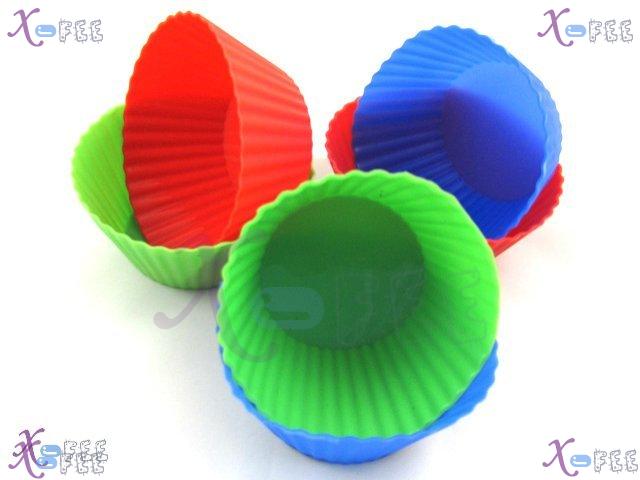 dgmj00002 New 6 PCS Silicone Bakeware Kitchen DIY FOOD Cupcake Round 3 Colors Baking Molds 1