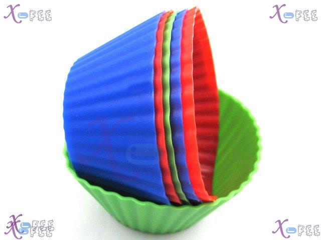 dgmj00002 New 6 PCS Silicone Bakeware Kitchen DIY FOOD Cupcake Round 3 Colors Baking Molds 2