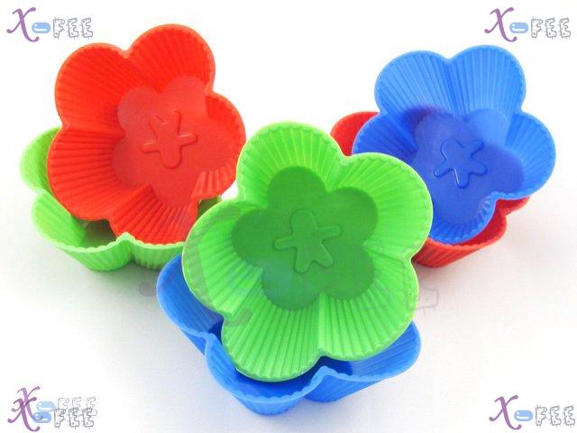 dgmj00003 Hot Kitchen Dinig Quality 6 PCS Flower Silicone Bakeware Cupcake Baking Molds 1