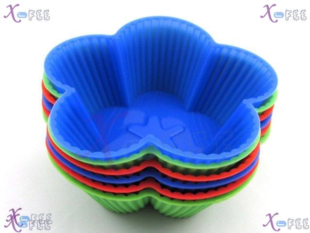 dgmj00003 Hot Kitchen Dinig Quality 6 PCS Flower Silicone Bakeware Cupcake Baking Molds 2