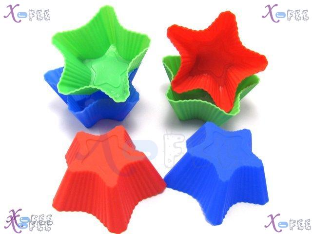 dgmj00004 NEW 6 PCS DIY FOOD Kitchen Stars Silicone Bakeware Cupcake 3 Colors Baking Molds 2