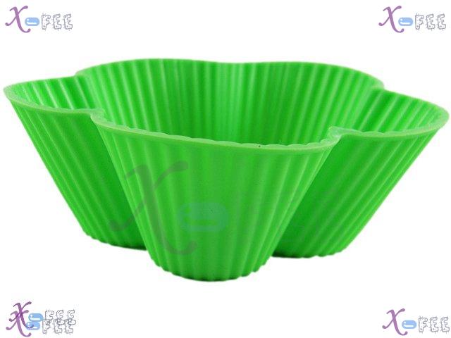 dgmj00006 2pcs DIY Kitchen Quality Food Green Flower Silicone Bakeware Cupcake Baking Mold 2