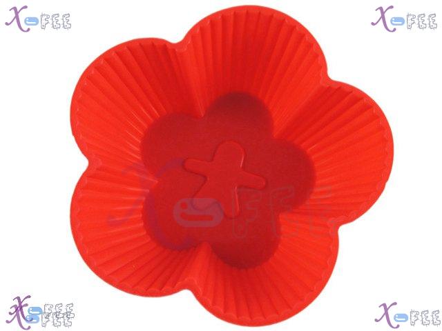 dgmj00007 2PCS Red Flower Silicone Bakeware DIY Kitchen Food Dining Cupcake Baking Molds 1