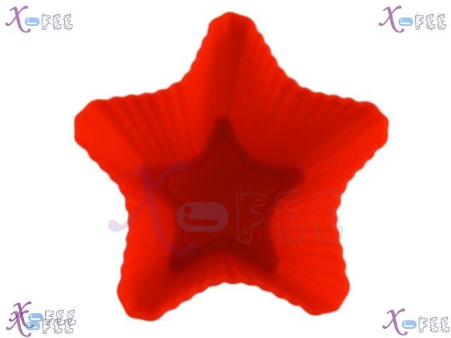 dgmj00009 3PCS NEW Dining Kitchen DIY Food Red Star Silicone Bakeware Cupcake Baking Molds 1