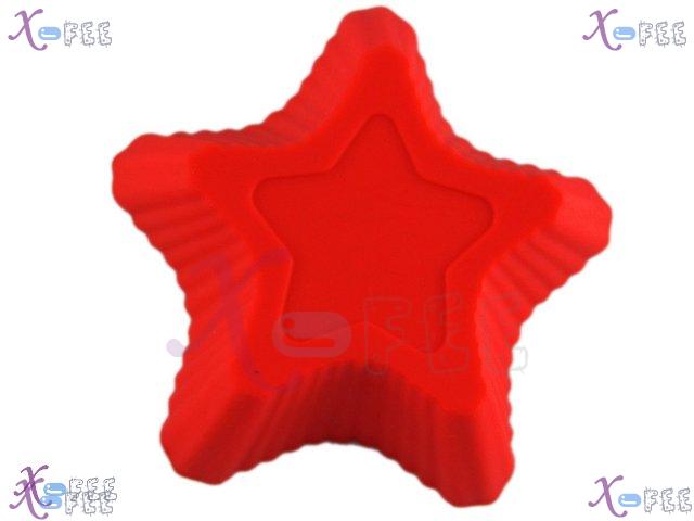 dgmj00009 3PCS NEW Dining Kitchen DIY Food Red Star Silicone Bakeware Cupcake Baking Molds 2