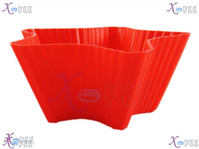 dgmj00009 3PCS NEW Dining Kitchen DIY Food Red Star Silicone Bakeware Cupcake Baking Molds 3