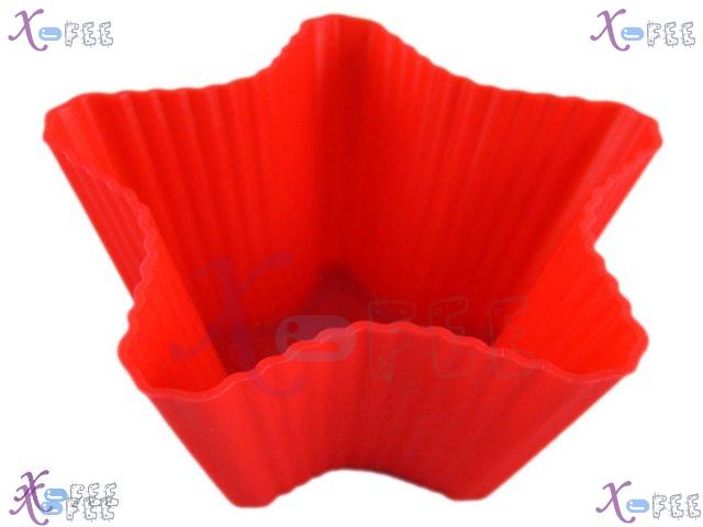 dgmj00009 3PCS NEW Dining Kitchen DIY Food Red Star Silicone Bakeware Cupcake Baking Molds 4