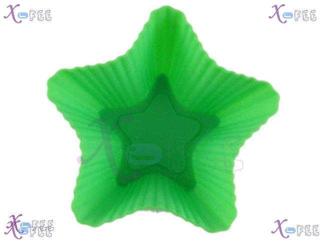 dgmj00010 3PCS Green Endurable Holiday MUFFINS Star Silicone Bakeware Cupcake Baking Molds 1