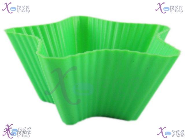 dgmj00010 3PCS Green Endurable Holiday MUFFINS Star Silicone Bakeware Cupcake Baking Molds 4