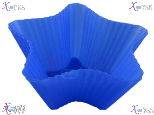 dgmj00011 3PCS Kitchen DIY Food BLue Star Silicone MUFFINS Bakeware Cupcake Baking Molds 2