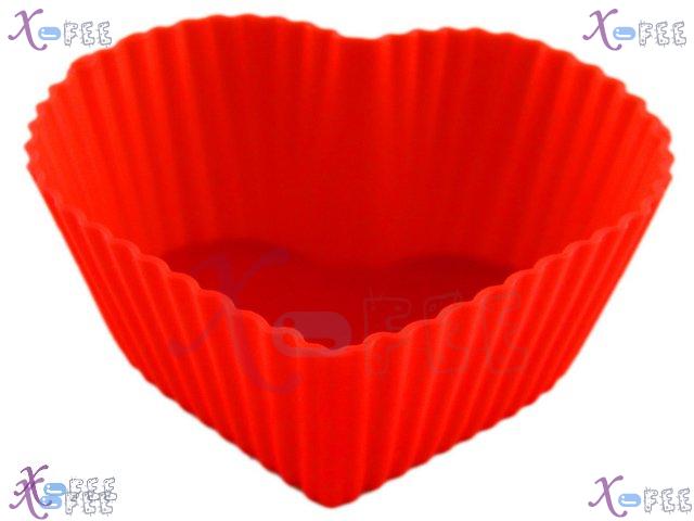 dgmj00012 3PCS DIY Food Kitchen Red Heart Silicone Muffins Bakeware Cupcake Baking Molds 3