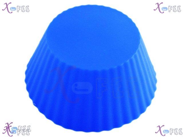 dgmj00015 3PCS Kitchen Blue Round Silicone DIY FOOD MUFFINS Bakeware Cupcake Baking Molds 4