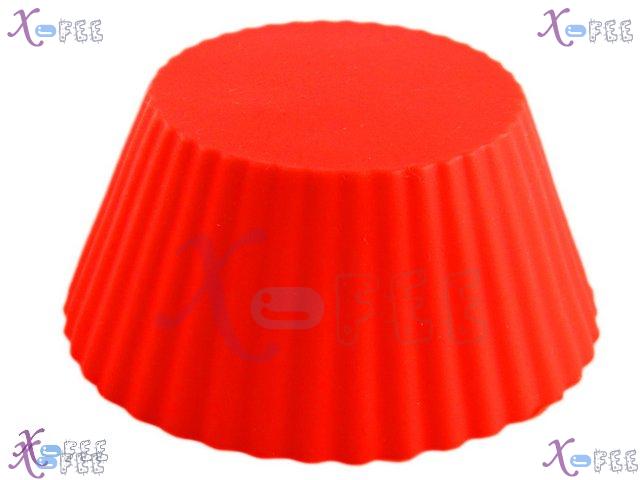 dgmj00016 3PCS Kitchen Design Dining Craft Red Round Silicone Bakeware Cupcake Baking Mold 1