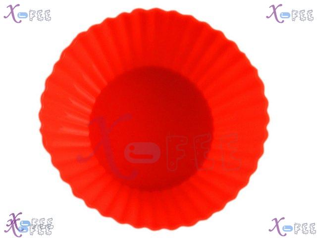 dgmj00016 3PCS Kitchen Design Dining Craft Red Round Silicone Bakeware Cupcake Baking Mold 3