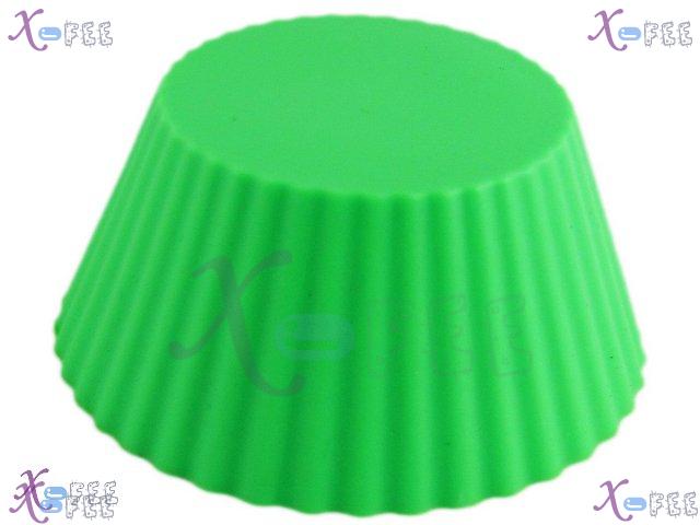 dgmj00017 3PCS Green Round Silicone Bakeware Kitchen Food DIY DINING Cupcake Baking Molds 1