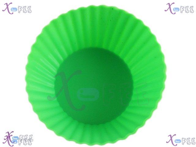 dgmj00017 3PCS Green Round Silicone Bakeware Kitchen Food DIY DINING Cupcake Baking Molds 3