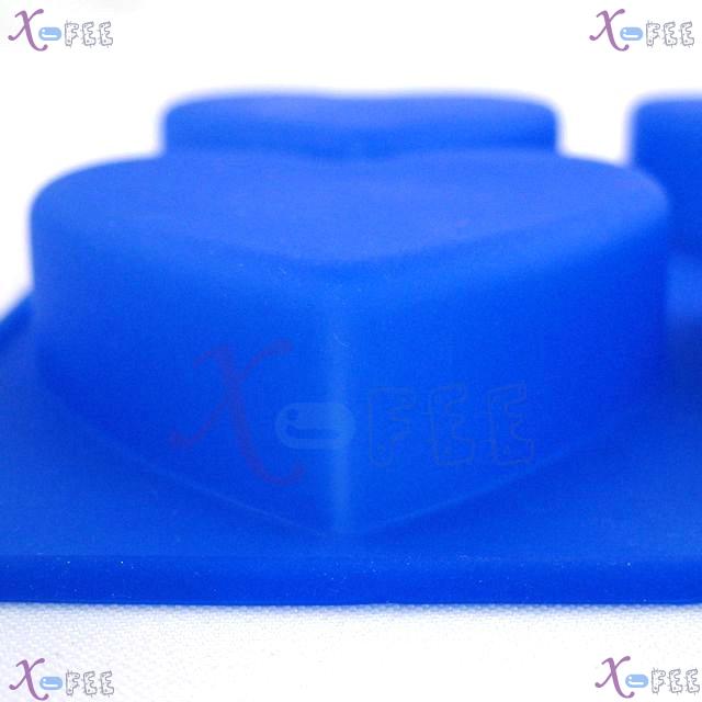 dgmj00023 Kitchen Dining Blue Silicone Bakeware 4 Heart Design Baking Mold Jelly Cake Pan 3