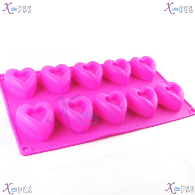 dgmj00024 DIY Pink Kitchen 10 Hearts Shape Silicone Bakeware Baking Mold Jelly Cake PAN 2