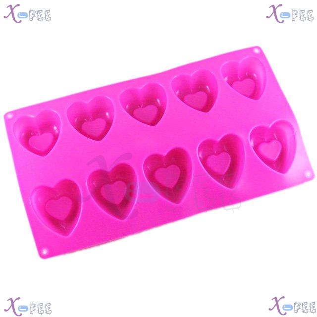 dgmj00024 DIY Pink Kitchen 10 Hearts Shape Silicone Bakeware Baking Mold Jelly Cake PAN 4