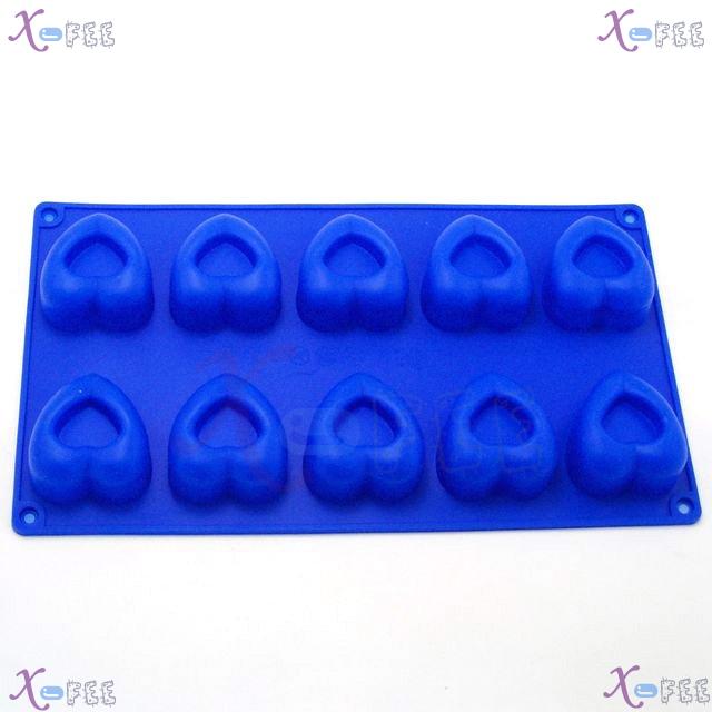 dgmj00025 DIY Blue Kitchen 10 Hearts Shape Silicone Bakeware Baking Mold Jelly Cake PAN 1