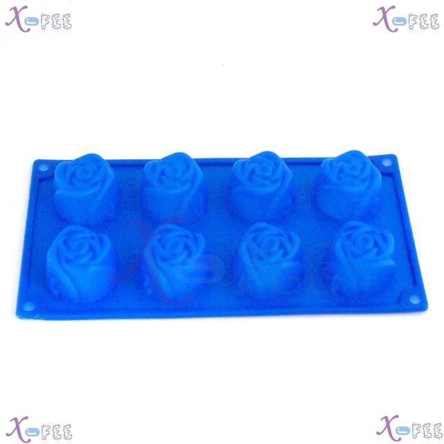 dgmj00028 DIY Blue Kitchens 8 Rose Flower Shape Silicone Bakeware Baking Mold Cake PAN 2