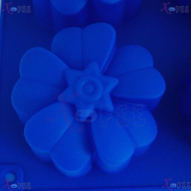 dgmj00038 NEW Blue Kitchen 6 BIG Flower Shape Silicone Bakeware Baking Mold JELLY Cake Pan 3