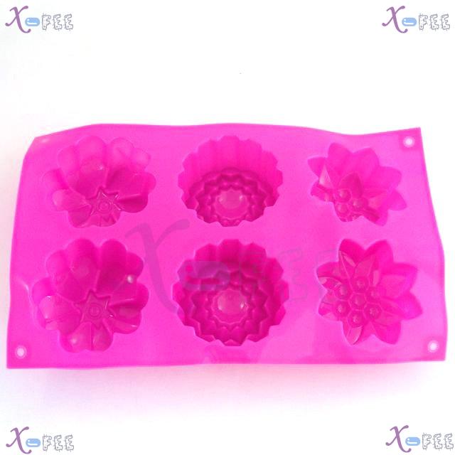 dgmj00039 NEW Pink Kitchen 6 BIG Flower Shape Silicone Bakeware Baking Mold JELLY Cake Pan 4