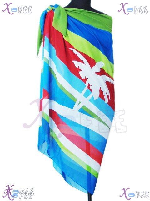 estj00124 New Fashion Ladies Design Hawaii Color Bar Cover-up Chiffon Wrap Beach Sarong 2