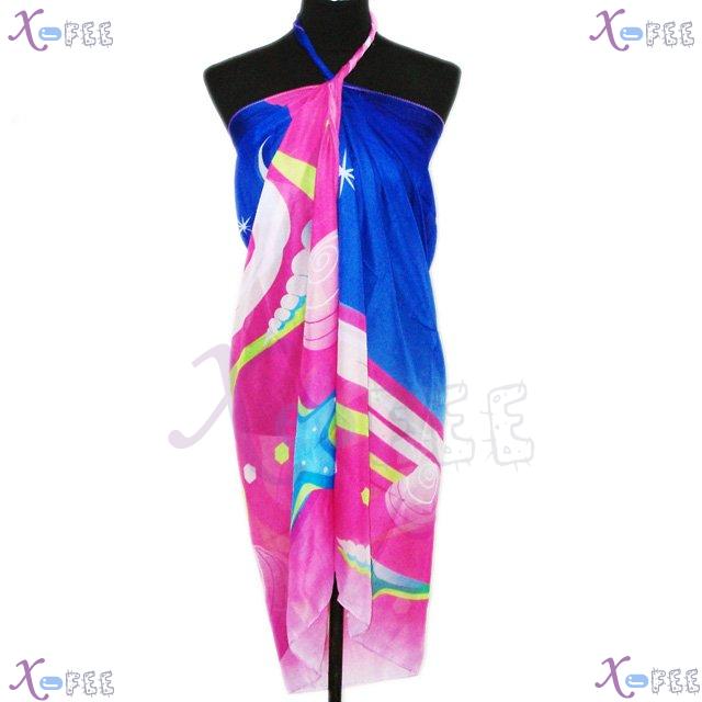 estj00275 Hawaii Wrap Cover-up Starfish Sea New Deep Pink Blue Western Beach Sarong Scarf 1