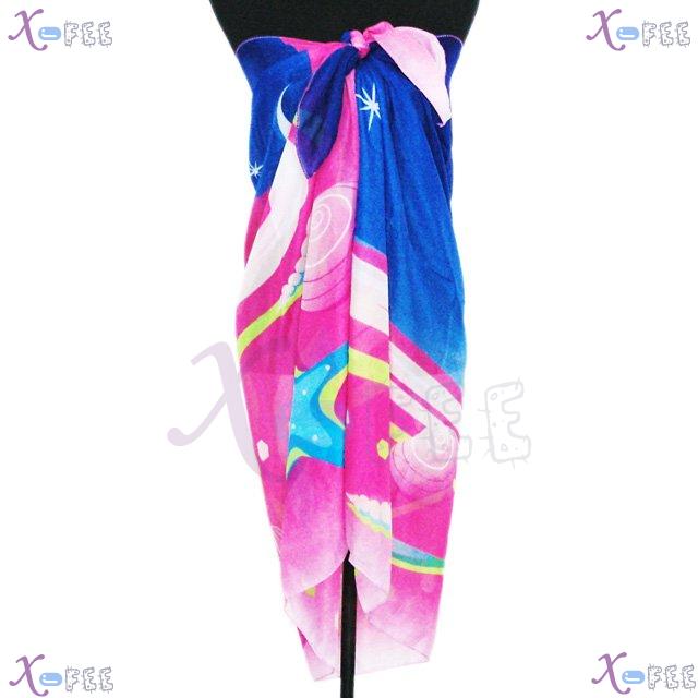 estj00275 Hawaii Wrap Cover-up Starfish Sea New Deep Pink Blue Western Beach Sarong Scarf 2