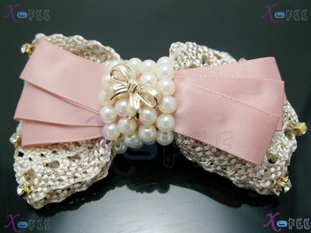 fj00220 New Craftworks Design Jewelry Fiberflax Jewelry Fashion Pearl Crystal Barrette 1