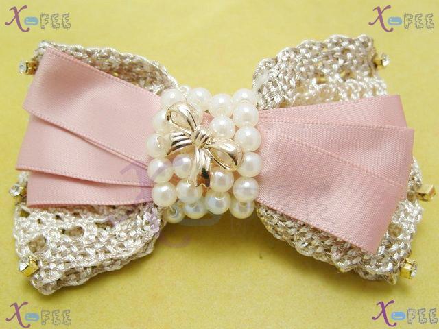 fj00220 New Craftworks Design Jewelry Fiberflax Jewelry Fashion Pearl Crystal Barrette 3