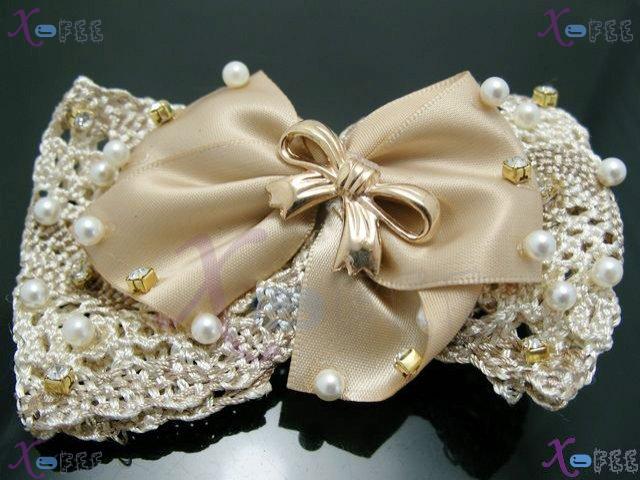 fj00227 New Women Fashion Craftworks  Bowknot Fiber Flax Jewelry Design Hair Barrette 1