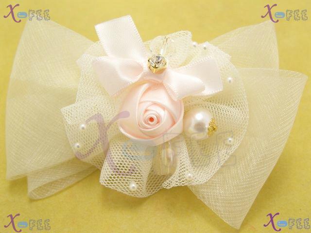 fj00231 Fashion Craftworks Design  Voile Bowknot Jewelry Lady Pearl Imitation Barrette 3