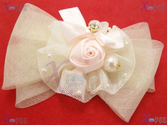 fj00231 Fashion Craftworks Design  Voile Bowknot Jewelry Lady Pearl Imitation Barrette 4