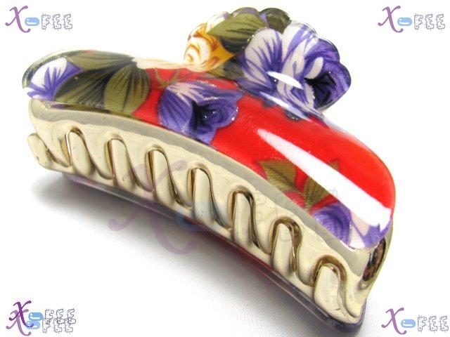 fj00285 Fashion Woman Lavender Red Flower High-quality Acrylic Hair Jewelry Claw Clamp 4