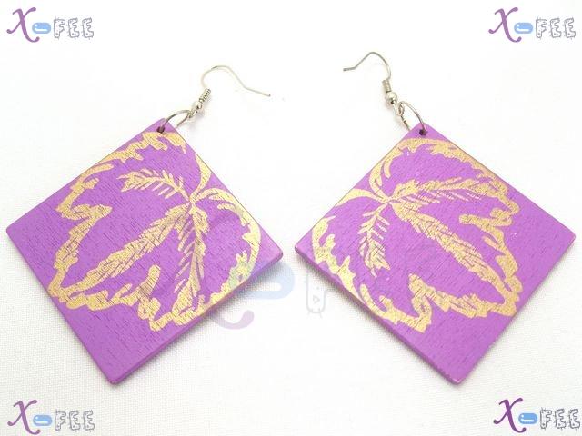 mteh00095 New Fashion Jewelry Crafts Lady 925 Sterling Silver Hook Pattern Wooden Earrings 1