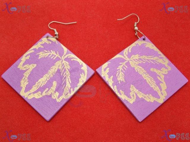 mteh00095 New Fashion Jewelry Crafts Lady 925 Sterling Silver Hook Pattern Wooden Earrings 2