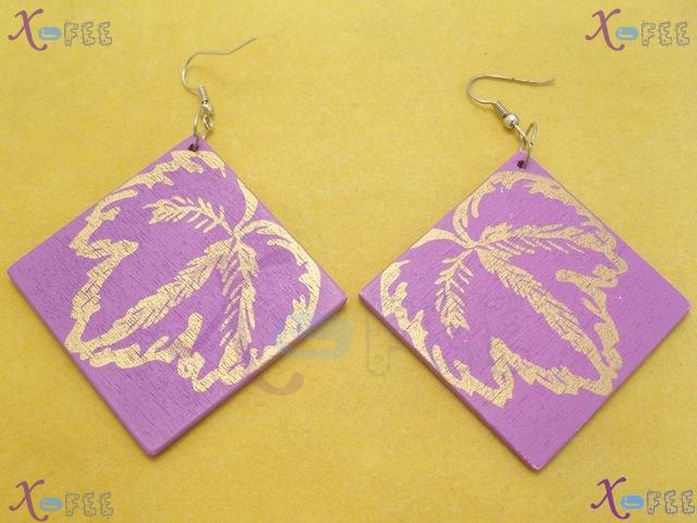 mteh00095 New Fashion Jewelry Crafts Lady 925 Sterling Silver Hook Pattern Wooden Earrings 3