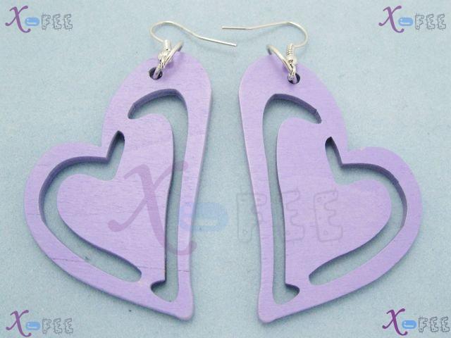 mteh00123 New Fashion Jewelry Lady Lavender Heart Shape 925 Sterling Silver Hook Earrings 2