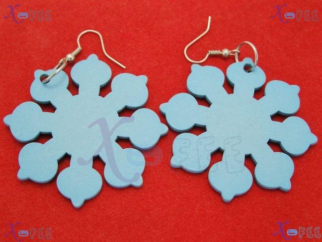 mteh00145 Fashion Jewelry Crafts 925 Sterling Silver Hook Flowers Pattern Wood Earrings 2