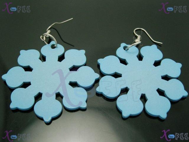 mteh00145 Fashion Jewelry Crafts 925 Sterling Silver Hook Flowers Pattern Wood Earrings 4