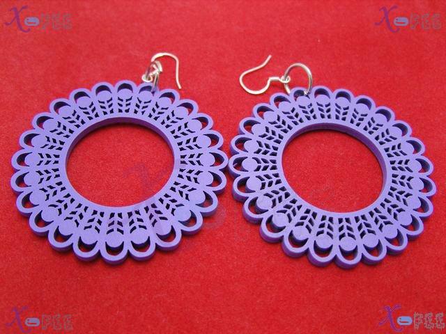 mteh00236 Fashion Jewelry Crafts MediumPurple Round Wooden 925 Sterling Silver Earrings 4