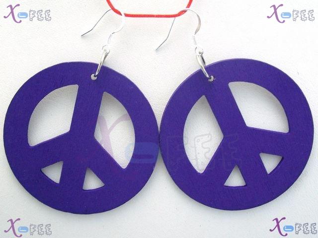 mteh00351 Hot! Navy BLUE Fashion Jewelry Bohemia Wooden 925 Sterling Silver Hook Earrings 4