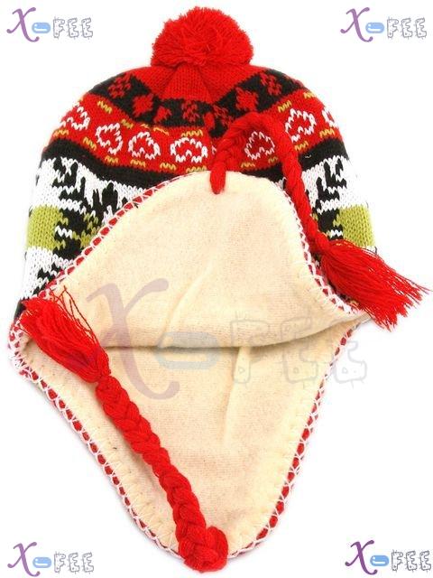 mzst00054 Fashion Woman White Black Olive Winter Snowflake Earflap Ear Cover Warm Ski Hat 4