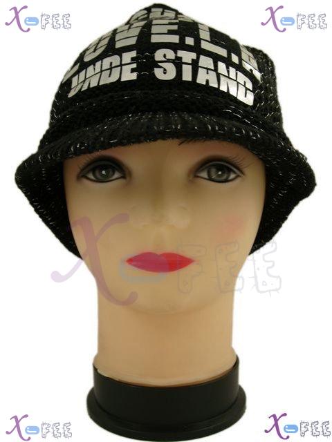 mzst00172 Yarn Woman Clothing Accessory Collection Alphabet Winter Black Visor Beret Hat 1