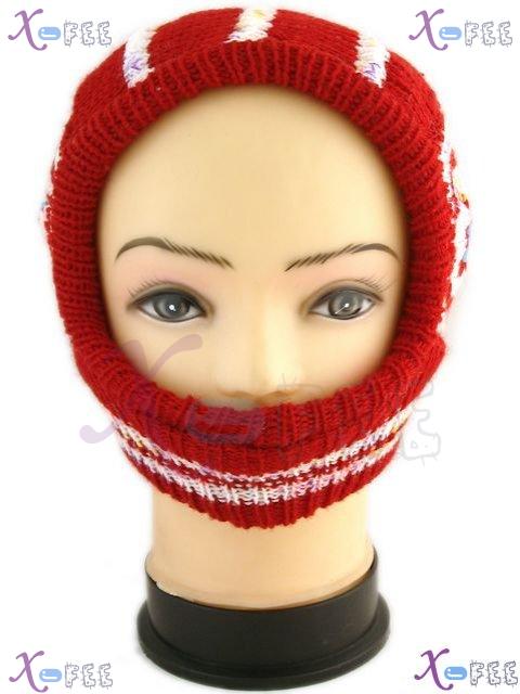 mzst00237 Red Beanie Woman Accessory Collection Ornament Flower Girl Winter Warm Neck Hat 3