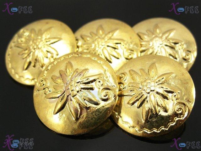 nkpf00375 New Fashion Wholesale Lots 5pcs 40L Golden Metal Flower Chinese Sewing Buttons 1